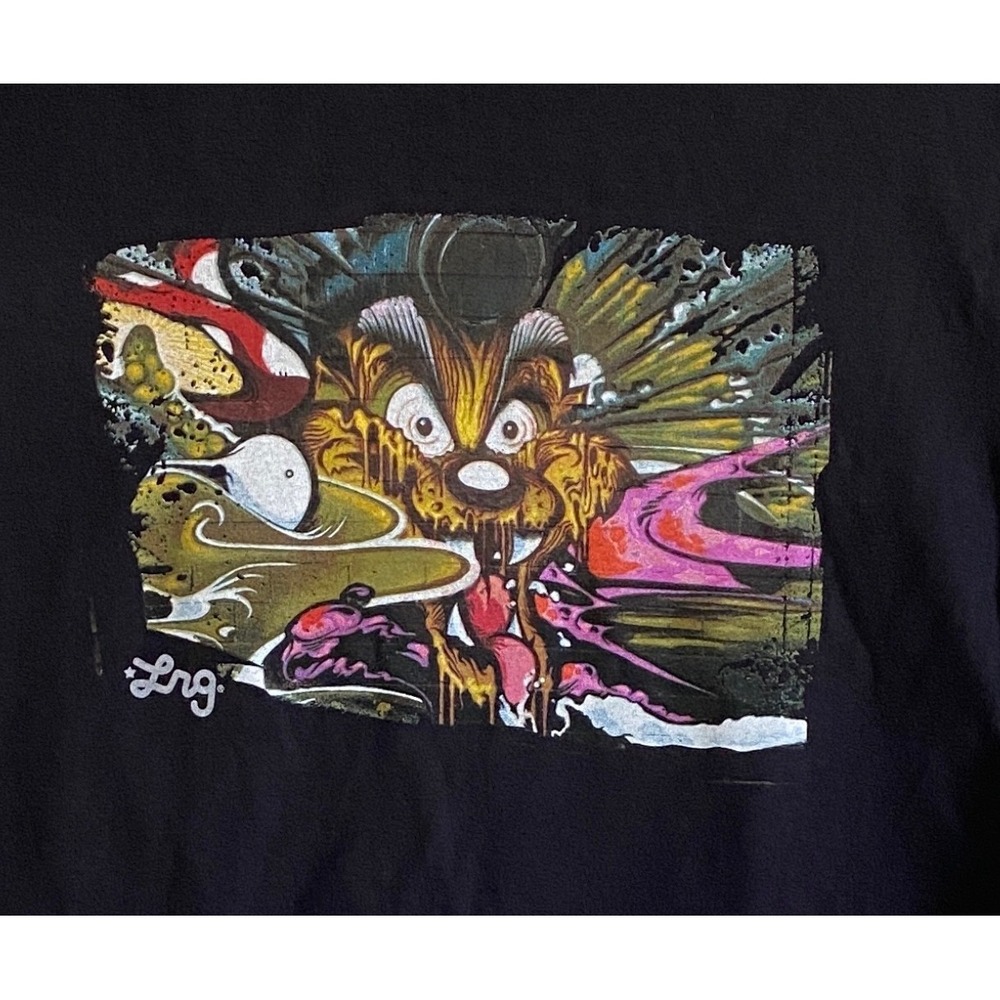 Vintage‎ LRG Mens Pose Wolf Pompadour Tee Black Graphic T-Shirt 2012 Medium NWT